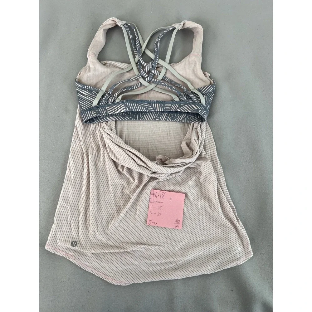 LULULEMON ATHLETICA Striped Racerback Yoga Work Out‎ Tank Top sz 4